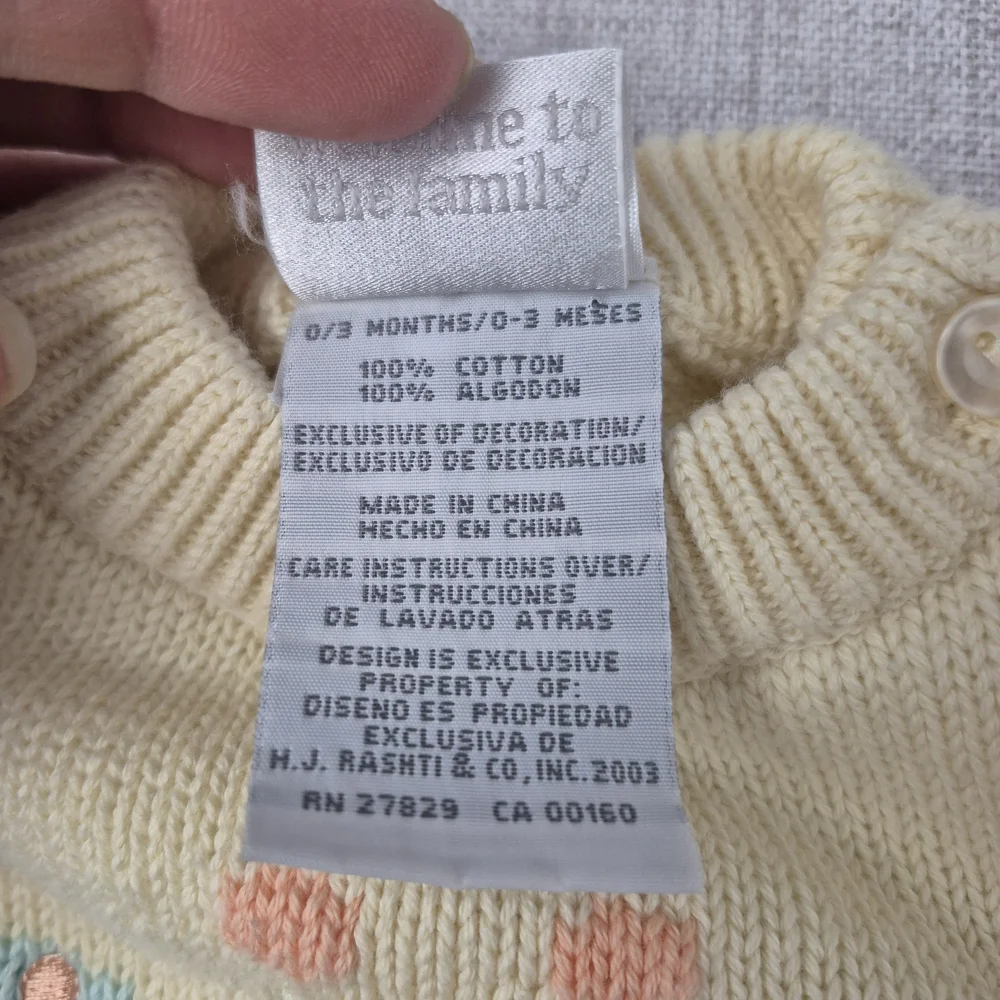 Y2K ​Vtg 2003 Carter’s Baby Giraffe Knit Sweater Cotton Pastel 0-3M - Picture 8 of 11